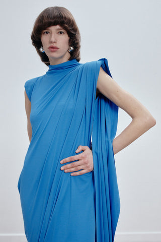 TWISTED MIDI DRESS IN VISCOSE JERSEY