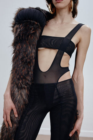 CUT-OUT JUMPSUIT IN MESH