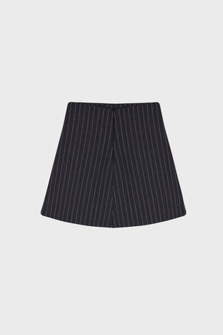 TAILORED MINI SKIRT IN PINSTRIPED VIRGIN WOOL