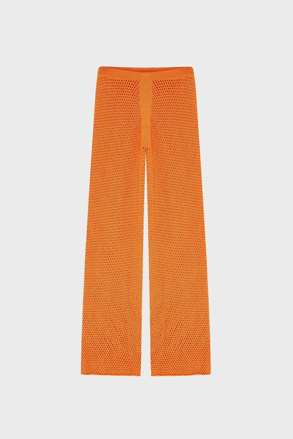 CROCHET-KNIT WIDE-LEG PANTS