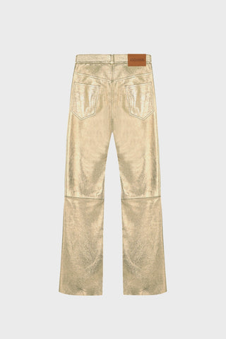 FLARED GOLD LEATHER PANTS GENERATION78