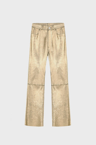 FLARED GOLD LEATHER PANTS GENERATION78