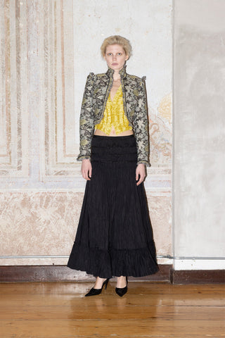 TAILORED MAXI SKIRT IN HAND-CRUSHED COTTON