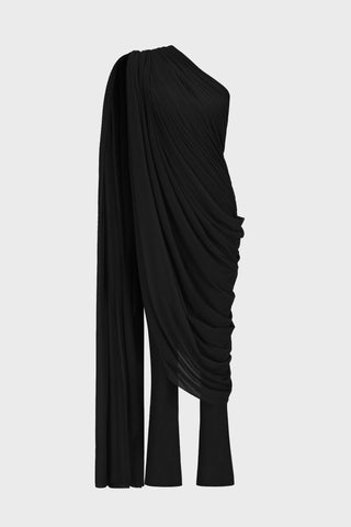 DRAPED ONE-SHOULDER JUMPSUIT IN TULLE