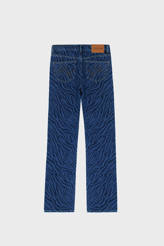 STRAIGHT-LEG JEANS IN ZEBRA-PRINT DENIM