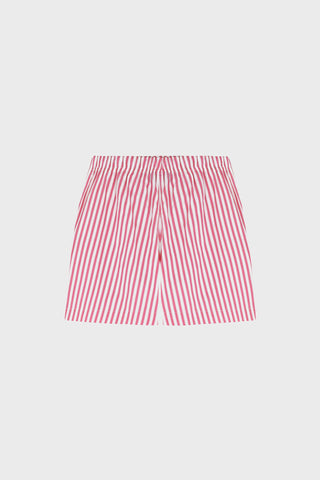 STRIPED STRAIGHT-LEG SHORTS IN COTTON-POPLIN