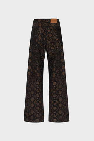 WIDE-LEG PANTS IN SNAKE-PRINT LAMBSKIN