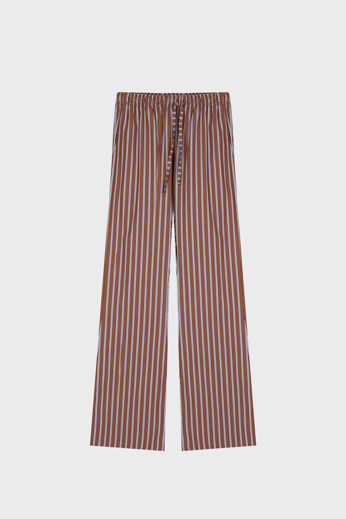 STRIPED WIDE-LEG PANTS IN COTTON-POPLIN