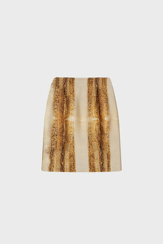TAILORED MINI SKIRT IN PRINTED-SATIN