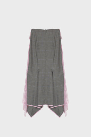 TAILORED MIDI SKIRT IN LACE AND MERINO WOOL