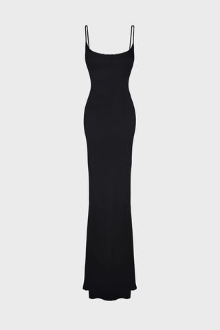 SPAGHETTI-STRAP MAXI DRESS IN CREPE-JERSEY