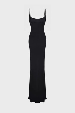 SPAGHETTI-STRAP MAXI DRESS IN CREPE-JERSEY