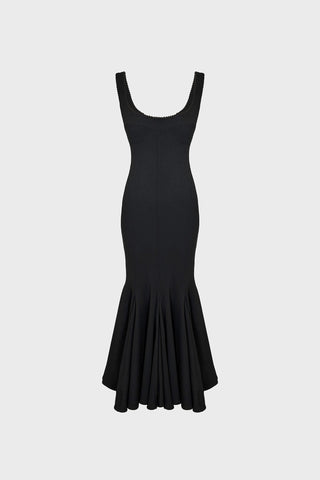 GODET MIDI DRESS IN CREPE-JERSEY