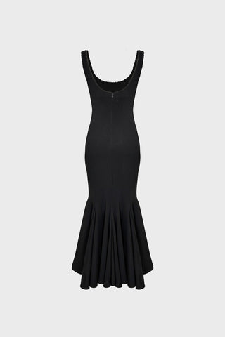 GODET MIDI DRESS IN CREPE-JERSEY