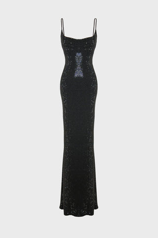 CRYSTAL-EMBELLISHED MAXI DRESS IN MESH