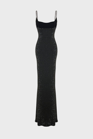 CRYSTAL-EMBELLISHED MAXI DRESS IN MESH