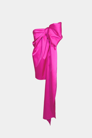 HAND-CRAFTED BOW DRESS IN SATIN