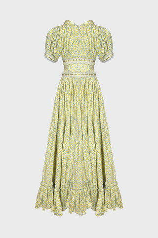 V-NECK MAXI DRESS IN PRINTED-COTTON