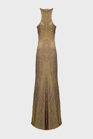 CRYSTAL-EMBELLISHED MAXI DRESS IN MESH