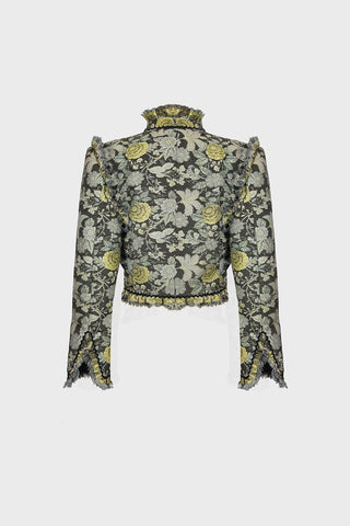 TAILORED CROPPED JACKET IN BROCADE