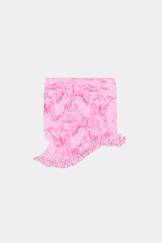 HAND-EMBELLISHED MINI SKIRT IN HAND-CRUSHED SATIN