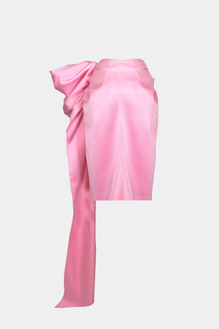 HAND-CRAFTED BOW SKIRT IN SATIN