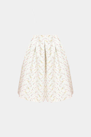 HAND-PLEATED MIDI SKIRT IN PRINTED-COTTON