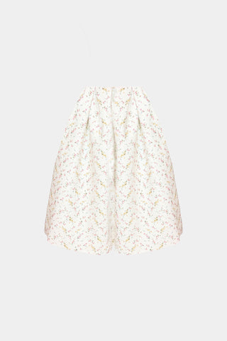 HAND-PLEATED MIDI SKIRT IN PRINTED-COTTON