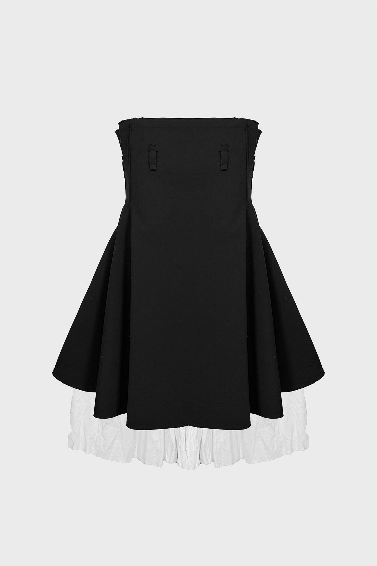 TAILORED PANELED SKIRT IN WOOL AND COTTON-POPLIN