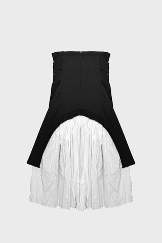 TAILORED PANELED SKIRT IN WOOL AND COTTON-POPLIN
