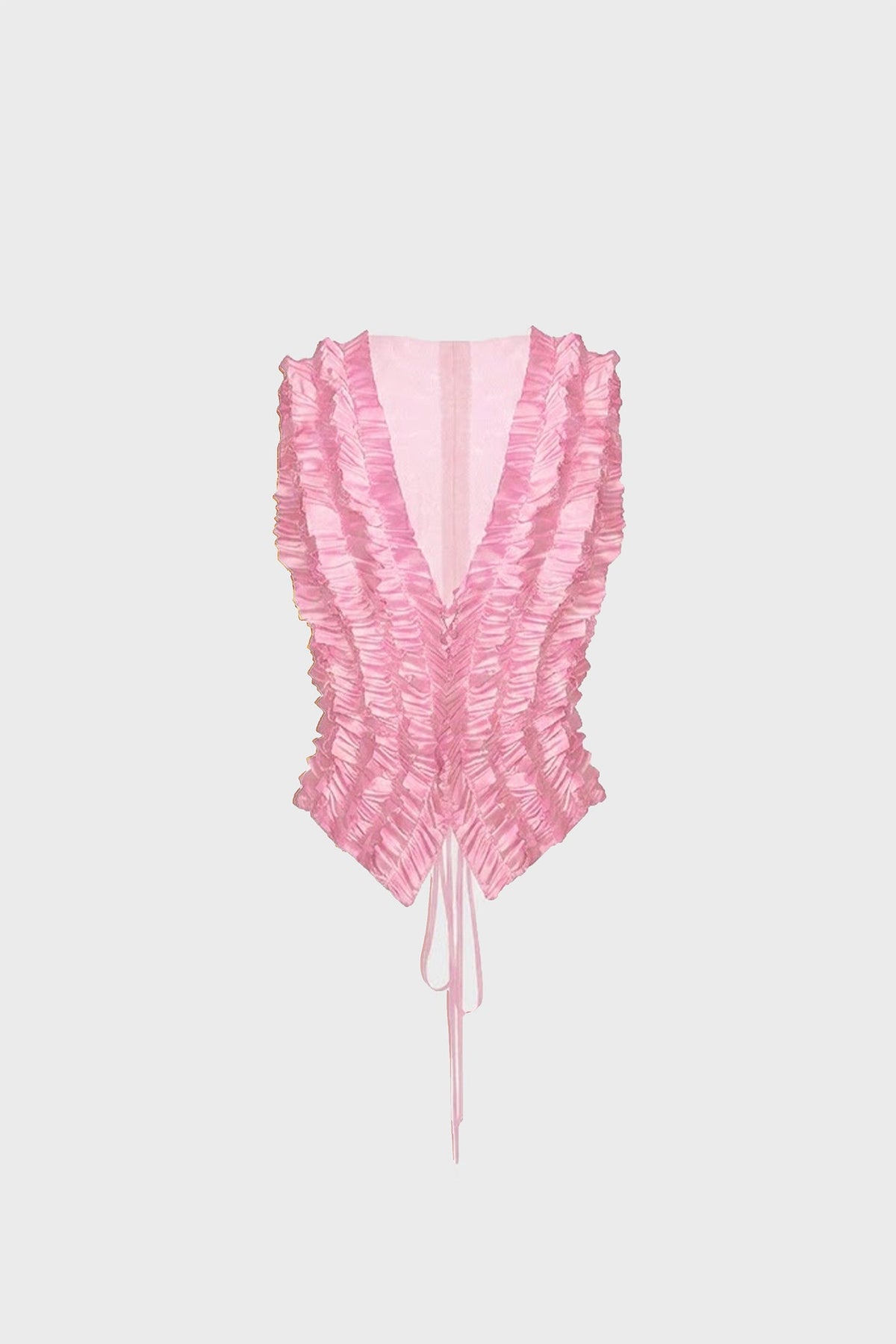 TAILORED LACE-UP VEST IN SATIN AND MESH