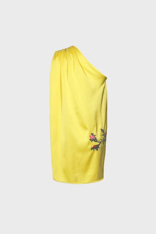 EMBROIDERED MINI DRESS IN SATIN