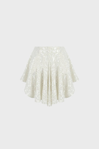 PANELED MINI SKIRT IN SEQUIN-EMBELLISHED TULLE