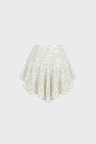 PANELED MINI SKIRT IN SEQUIN-EMBELLISHED TULLE
