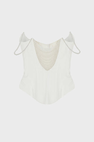 HAND-EMBELLISHED CORSET TOP IN CREPE