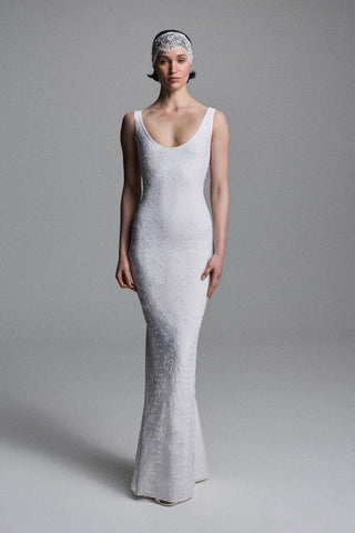 MAXI TANK DRESS IN LACE-CREPE