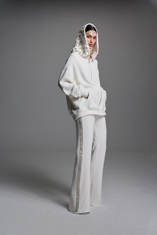 CRYSTAL-EMBELLISHED HOODIE IN COTTON-JERSEY