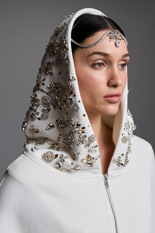 CRYSTAL-EMBELLISHED HOODIE IN COTTON-JERSEY