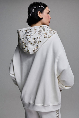 CRYSTAL-EMBELLISHED HOODIE IN COTTON-JERSEY