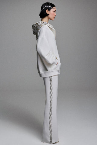 CRYSTAL-EMBELLISHED HOODIE IN COTTON-JERSEY