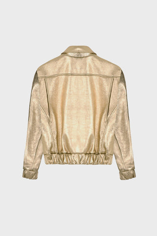 GOLD LEATHER BOMBER JACKET GENERATION78