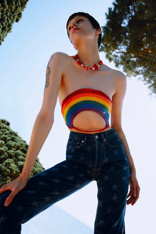 HAND-KNIT RAINBOW BIKINI TOP GENERATION78