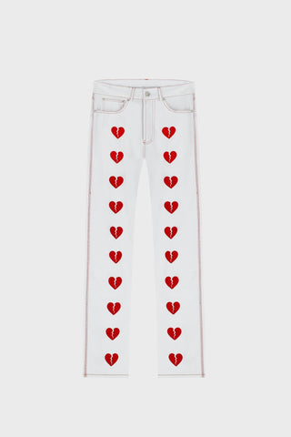 HEART EMBROIDERED STRAIGHT-LEG PANTS GENERATION78