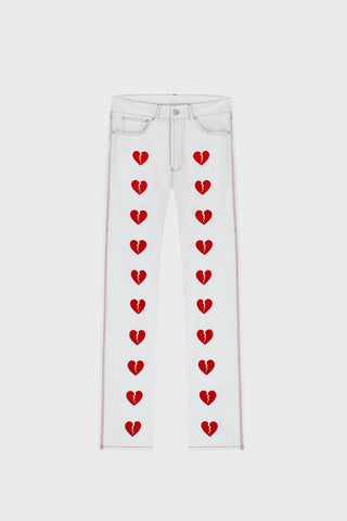 HEART EMBROIDERED STRAIGHT-LEG PANTS GENERATION78