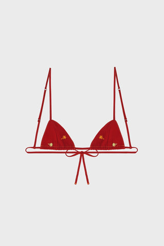 PALM EMBROIDERED TRIANGLE BIKINI TOP GENERATION78