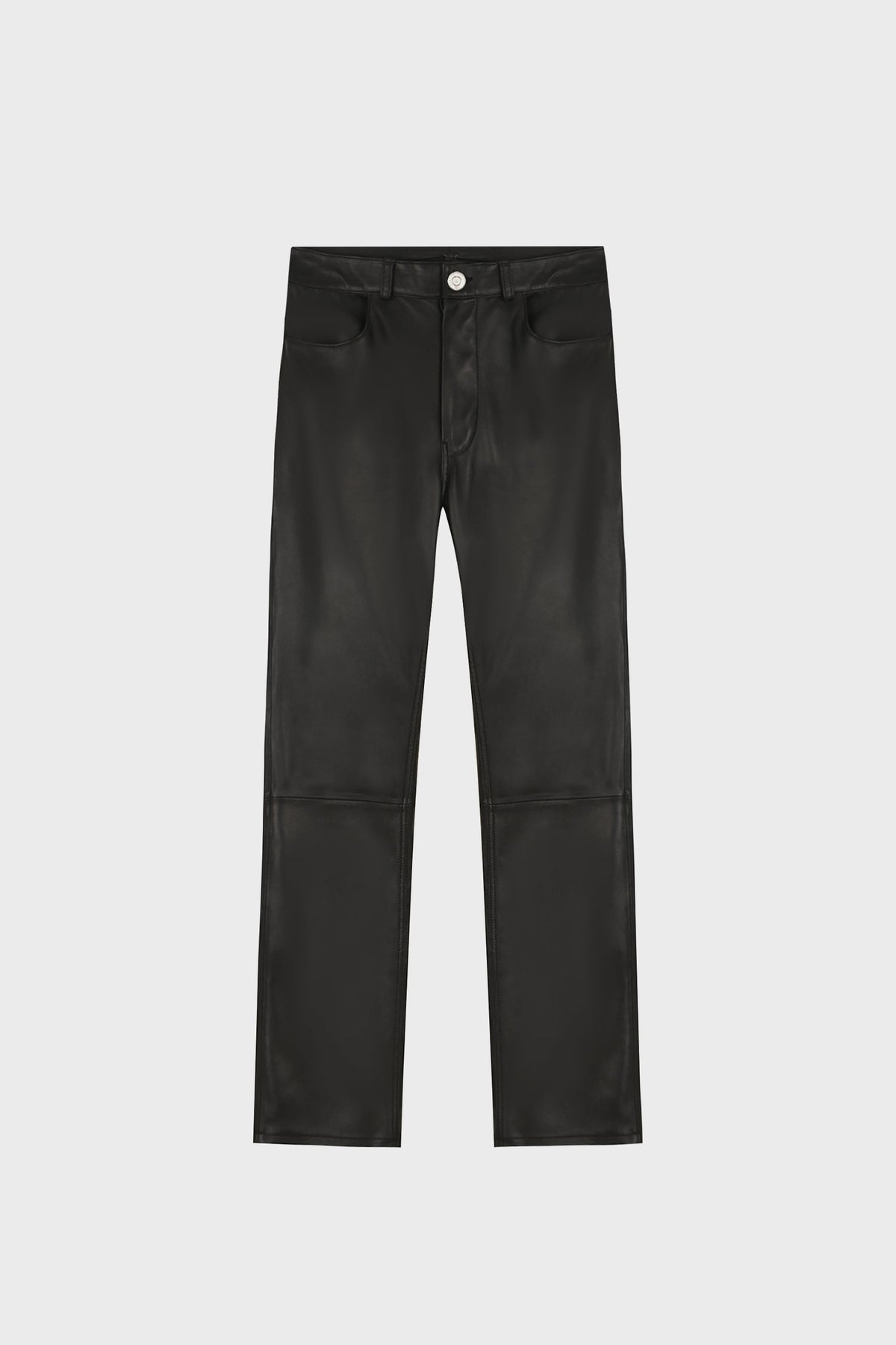 STRAIGHT-LEG BLACK PANTS IN LAMBSKIN