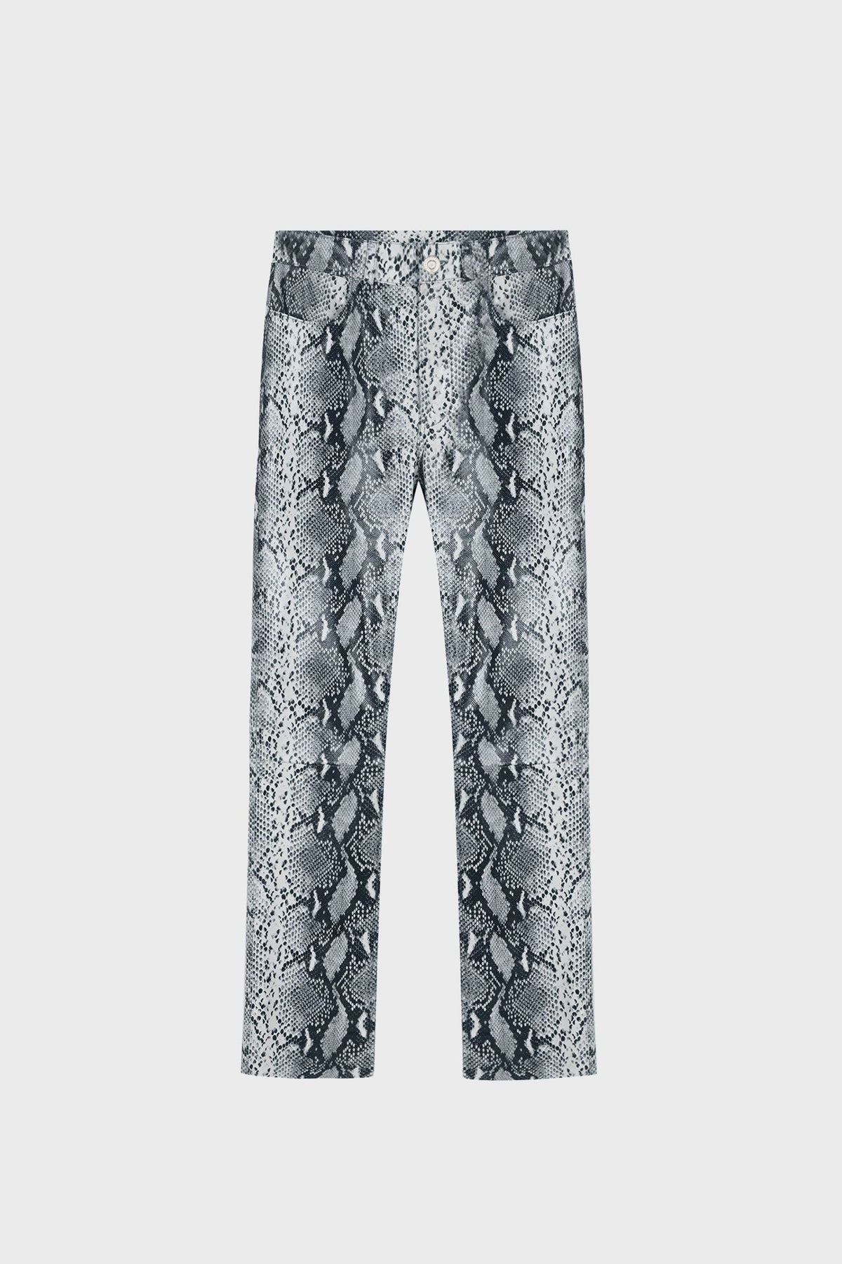 STRAIGHT-LEG SNAKE-PRINT PANTS LAMBSKIN