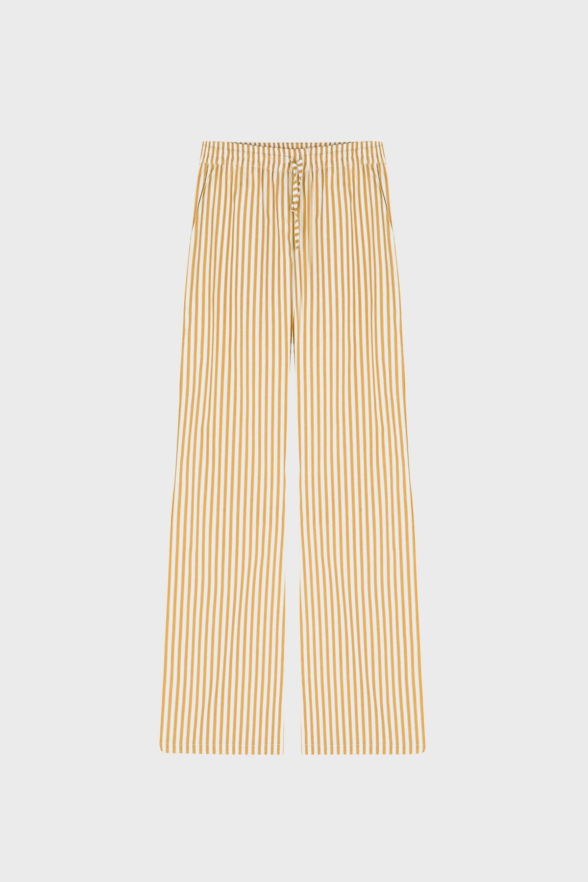 STRIPED WIDE-LEG PANTS IN COTTON-POPLIN